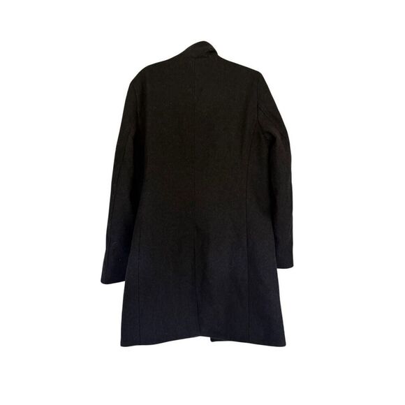 Zara Mens Charcoal Gray Wool Blend Zip Button High Neck Trench Coat Size Medium - Picture 16 of 16